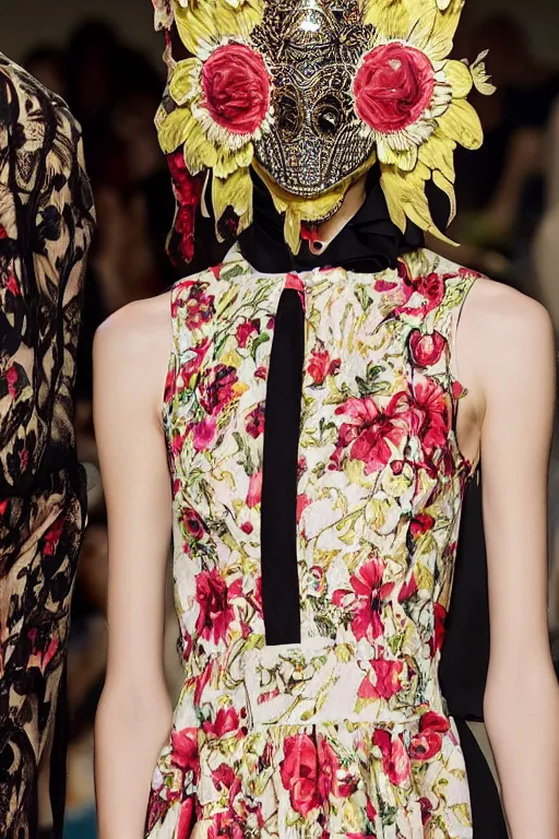 Image similar to valentino resort ss 2 0 1 6 dress with ornate mask headpiece