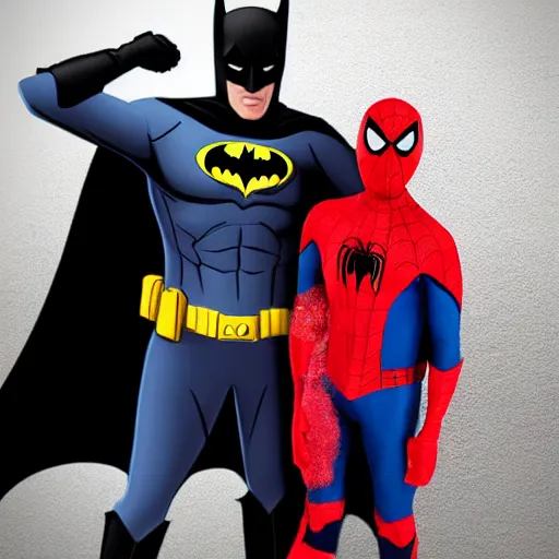 Prompt: batman dressed as spiderman