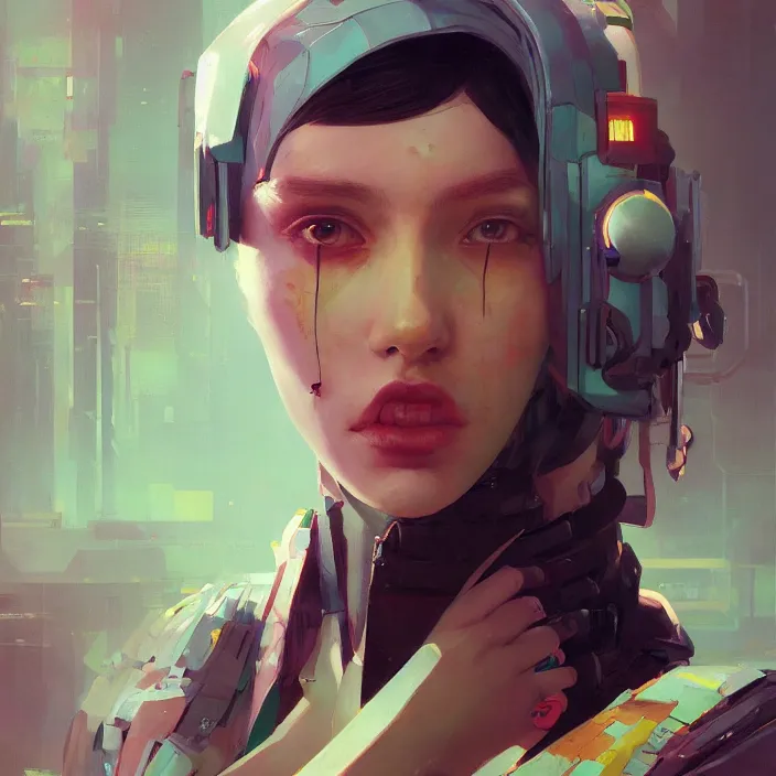 Image similar to a beautiful portrait painting of a cyberpunk girl by sergey kolesov and pascal blanche and sam yang and greg rutkowski, in style of colorful comic. symmetry, hyper detailed. octanev render. trending on artstation