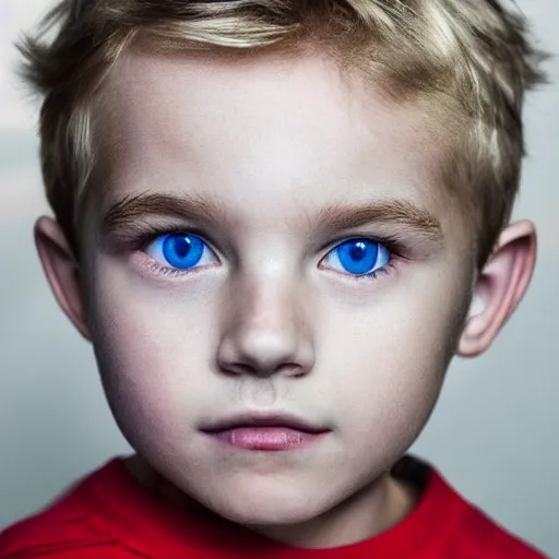 Image similar to photo of a blonde boy with blue eyes, extremely detailed facial features, realistic