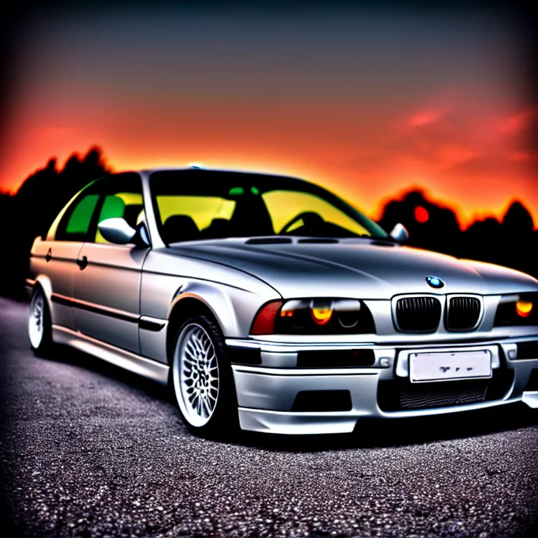 Image similar to close-up-photo BMW E36 middle of street, sunset kanagawa prefecture, night, cinematic color, photorealistic, highly detailed,