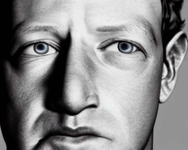 Prompt: extreme close - up of mark zuckerberg face with reptilian eyes and skin, award winning photography, extremely detailed, artstation, 8 k, sinister dramatic lighting