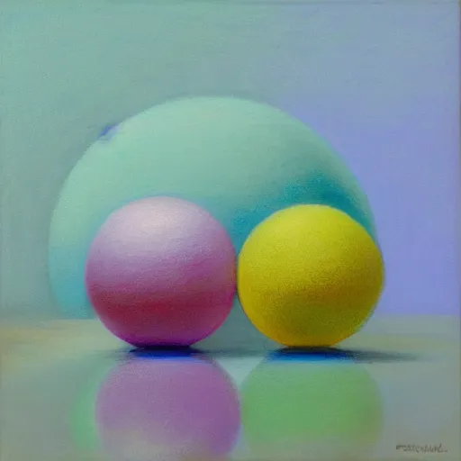 Prompt: perfectly symmetrical pastel spheres, one inside another, pleasing, detailed, oil painting