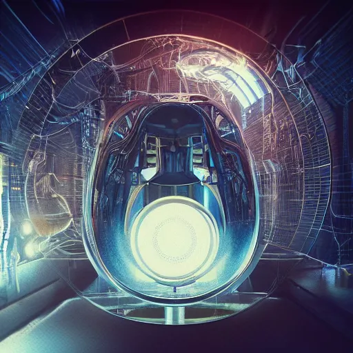 Image similar to hyperrealistic portrait of time machine designed by Nikola tesla, full body portrait, well lit, intricate abstract. cyberpunk, intricate artwork, by Tooth Wu, wlop, beeple. octane render,in the style of Jin Kagetsu, James Jean and wlop, highly detailed, sharp focus, intricate concept art, digital painting, ambient lighting, 4k, artstation