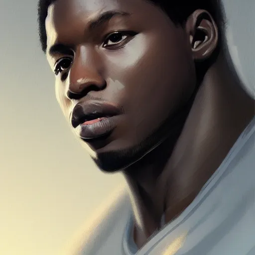 Image similar to “Portrait of Michael Bakari Jordan by Greg Rutkowski, young, manly, attractive, strong, older brother vibes, highly detailed portrait, scifi, digital painting, artstation, concept art, smooth, sharp foccus ilustration, Artstation HQ”