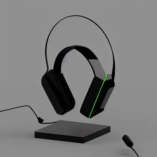 Image similar to headphone stand, futuristic, techno, cyberpunk, product design, render, concept, fun, geometric