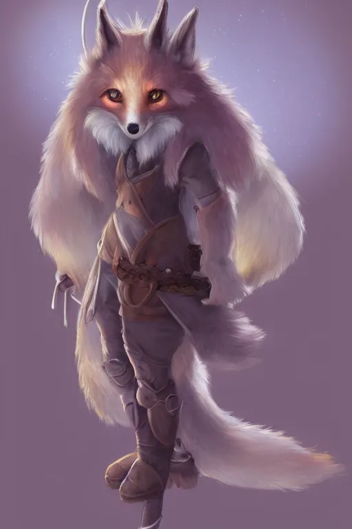 Image similar to an anthropomorphic medieval fox with a fluffy tail, backlighting, trending on artstation, digital art, furry art, trending on furaffinity, fantasy art, by kawacy