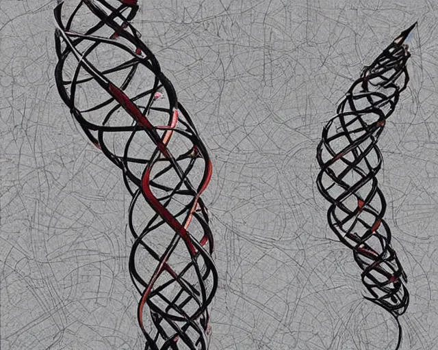 Image similar to double helix! where dna meets life, a closeup simple vector pop surrealism, by ( leonardo da vinci ) and greg rutkowski