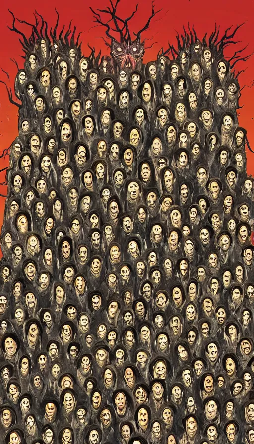 Image similar to a storm vortex made of many demonic eyes and teeth, by wes anderson,