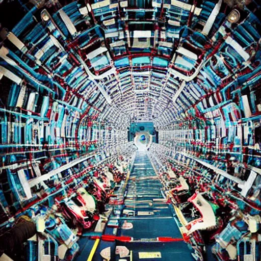 Image similar to an amazing surreal real photo of the large hadron collider made entirely out of a pile of laundry, coverup, conspiracy, lazy scientists saving on laundromat bills