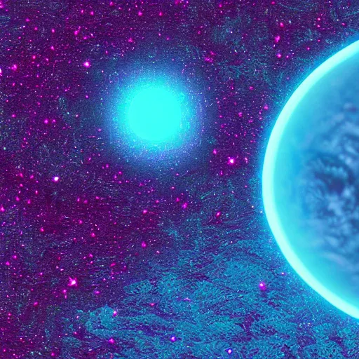 Image similar to universe in an eye, stars planet, vapor wave