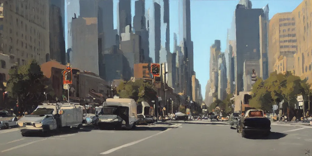 Image similar to city morning ben aronson matte painting