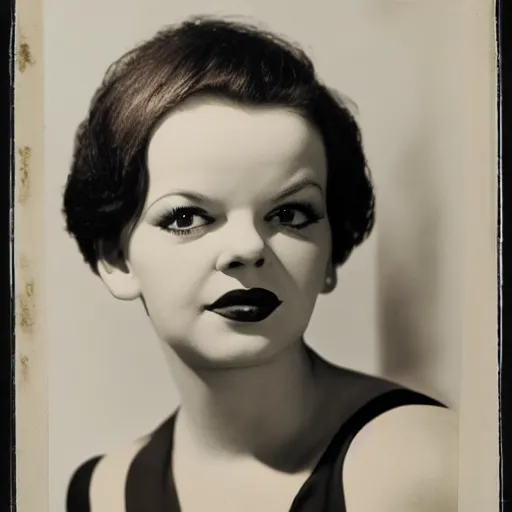 Image similar to photographic portrait of a hybrid of k. j. steinberg and judy garland aged 2 2, with a fringe, 8 k