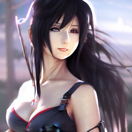 Image similar to alternate outfit of tifa lockhart by wlop, rossdraws, mingchen shen, bangkuart, sakimichan, yan gisuka, jeongseok lee, artstation, 4k