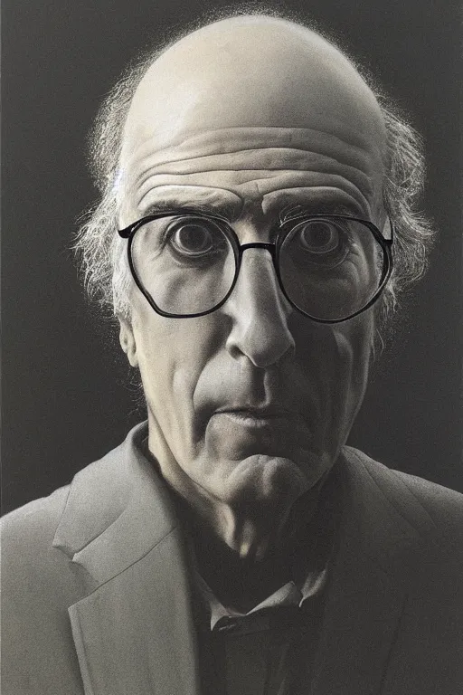 Prompt: portrait of Larry David by Zdzislaw Beksinski