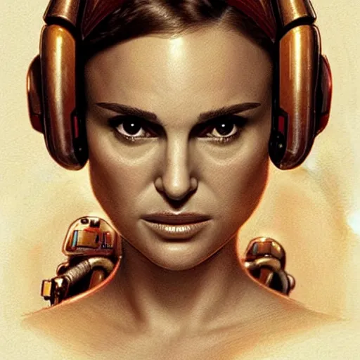 Prompt: natalie portman as princess leia in star wars, by jean - baptiste monge