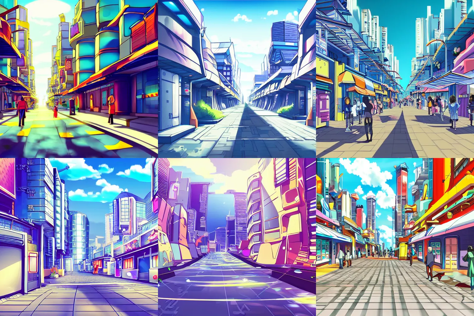 Anime Background Of A Bright Sunny Futuristic City Stable Diffusion