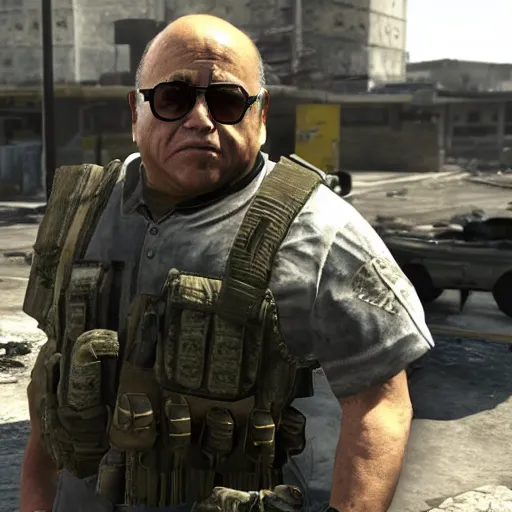 Image similar to Danny DeVito in Call of Duty Modern Warfare 2, COD MW2, screenshot