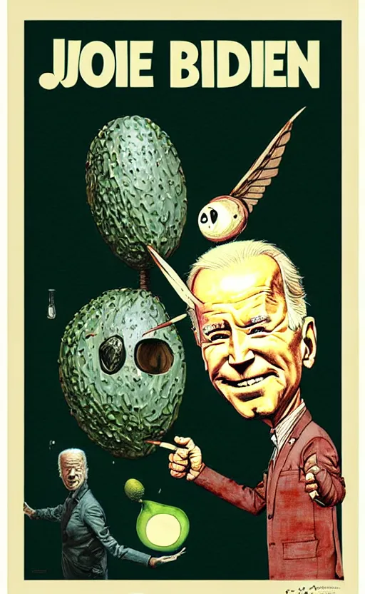 Prompt: joe biden avocado painting propaganda poster by chiara bautista, beksinski and norman rockwell and greg rutkowski weta studio, and lucasfilm