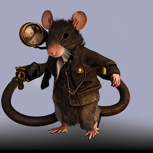 Prompt: a rat with steampunk googles, with CRYENGINE