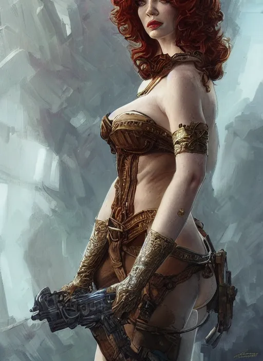 Image similar to Christina Hendricks as a ruggedly handsome heroine, tasteful, intricate, elegant, highly detailed, centered, digital painting, artstation, concept art, smooth, sharp focus, illustration, artgerm, donato giancola, Joseph Christian Leyendecker, WLOP