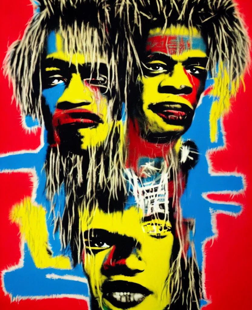 Image similar to medium format photo of ( basquiat ) ( kurt cobain ), color, photorealistic, hyperdetailed, 8 k