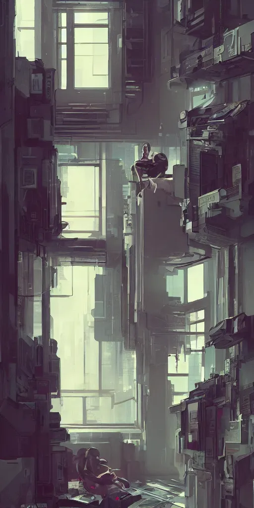 Prompt: one single apartment bedroom, by wlop. artstation contest winner. trending on artsation. cyberpunk. intricate detailed