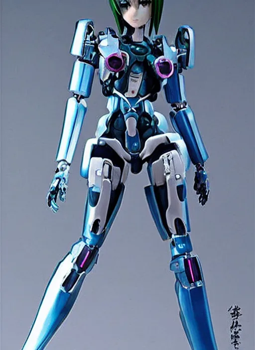 Prompt: Girl in mecha cyber Armor, portrait of the action figure of a girl, with bare legs，in the style of Ghost in the Shell，anime figure