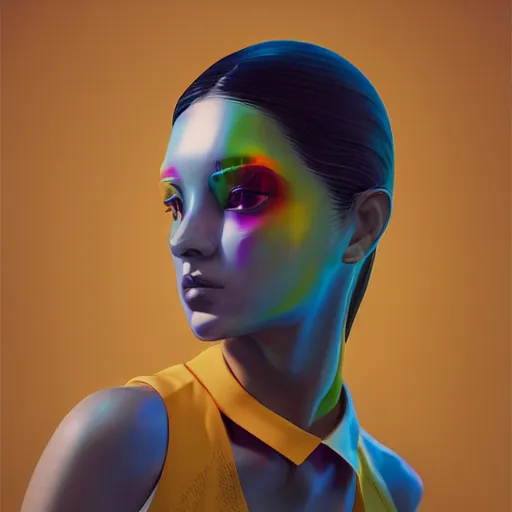 Image similar to abstract 3d female in a modern nike suite age 14 by james jean and Jason Chan, rendering, redshift, octane