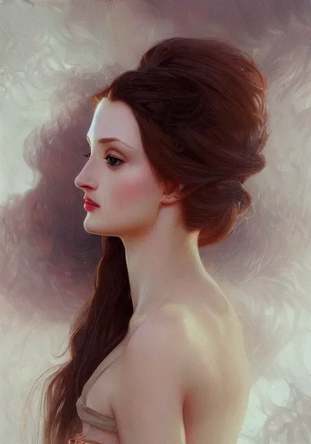 Image similar to sansa angeline jolie, intricate, elegant, highly detailed, digital painting, artstation, concept art, smooth, sharp focus, illustration, art by artgerm and greg rutkowski and alphonse mucha and william - adolphe bouguereau