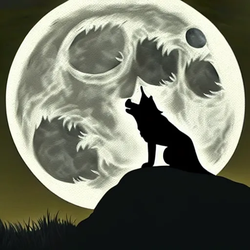 Prompt: werewolf howling at the full moon, side angle, artstation, digital art, dark, highly detailed