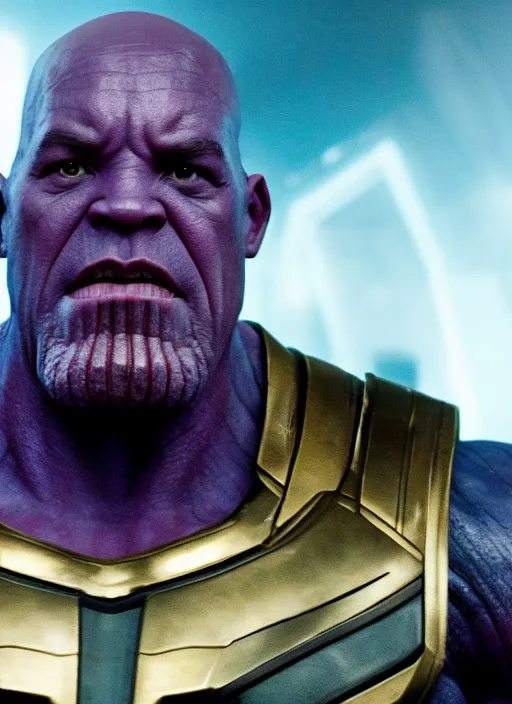 Image similar to film still of Will Smith as Thanos in Avengers Endgame, 4k