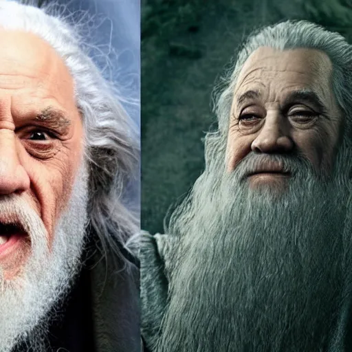 Image similar to danny devito starring as gandalf the white in the 2 0 2 4 lord of the rings movie, full body, hyper realistic, high quality, wide angle