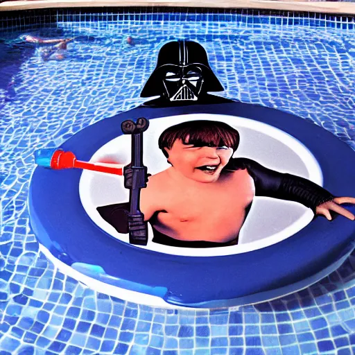 Image similar to Darth Vader in a pool