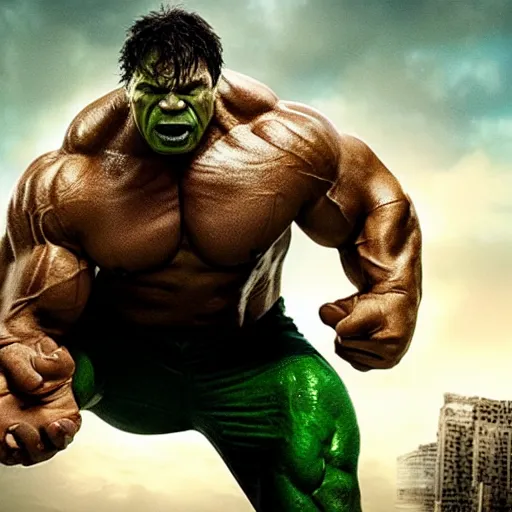 Prompt: The Rock plays the Incredible Hulk in new ultra hd movie, IMAX