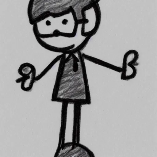 Image similar to a cartoon stick figure holding a piece of paper, simple cartoon, pencil sketch