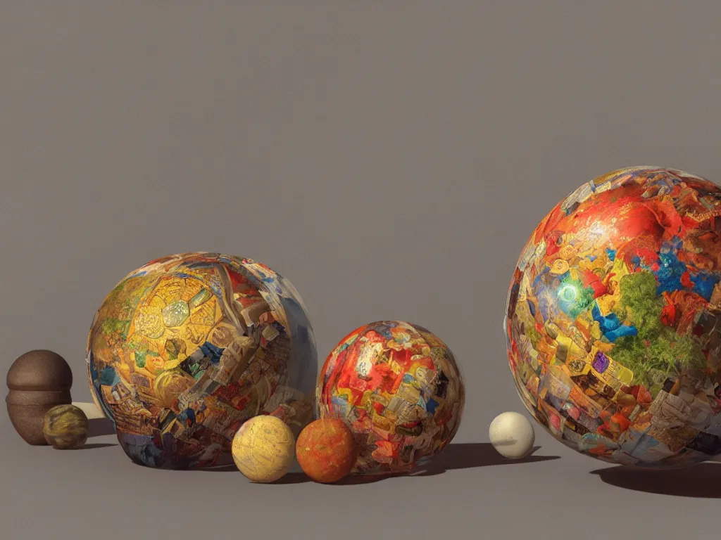 Image similar to 3 d render, sunlight study, the universe is a spheroid region 7 0 5 meters in diameter, art nouveau, by cornelis de heem and ( ( ( ( ( lisa frank ) ) ) ) ), 8 k, sharp focus, octane render