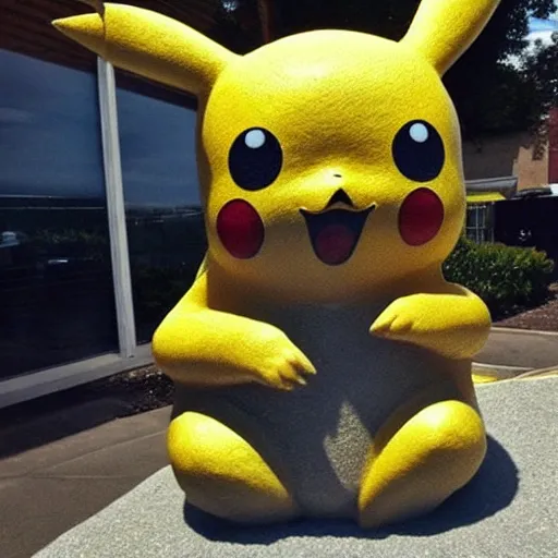 Image similar to Pikachu Sculpture made out of asphalt