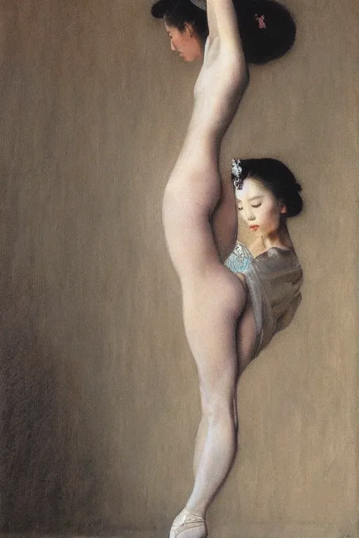 Prompt: portrait of beautiful japanese prima ballerina, by donato giancola and berthold woltze.