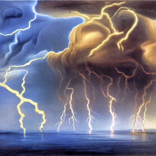 Image similar to crying lightning by salvador dali, 4k