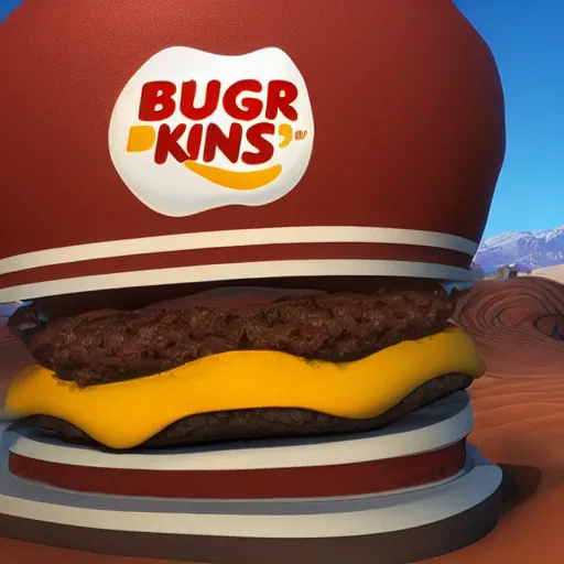 Image similar to burger king on arrakis, photorealistic, ultra detailed, 4 k, 8 k, arrakis, dune, desert planet, shai hulud, firemen