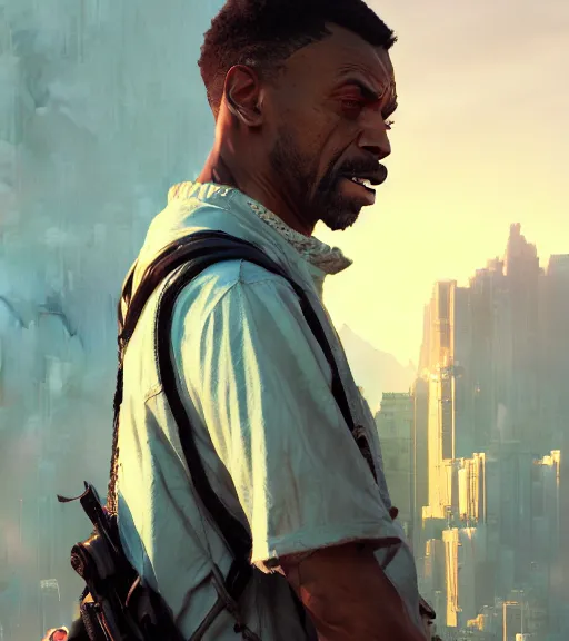 Prompt: highly detailed portrait of ganxsta zolee in gta v, stephen bliss, unreal engine, fantasy art by greg rutkowski, loish, rhads, ferdinand knab, makoto shinkai and lois van baarle, ilya kuvshinov, rossdraws, tom bagshaw, global illumination, radiant light, detailed and intricate environment