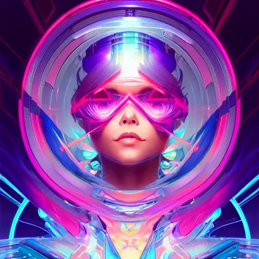 Image similar to a netrunner vortex, vaporwave aesthetic, colorful, psychedelic, digital painting, artstation, concept art, smooth, sharp focus, illustration, art by artgerm and greg rutkowski and alphonse mucha