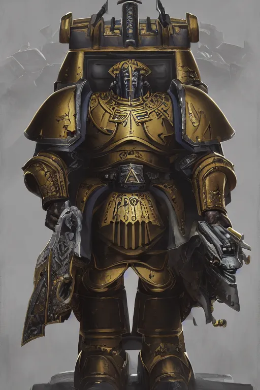 Image similar to armor portrait heros warhammer 4 0 k horus heresy fanart - the primarchs emperor by johannes helgeson animated with vfx concept artist & illustrator global illumination ray tracing hdr fanart arstation zbrush central hardmesh 8 k octane renderer comics