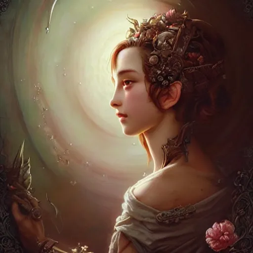 Image similar to aerith gainsborough, intricate, elegant, highly detailed, smooth, sharp focus, award - winning, masterpiece, in the style of tom bagshaw, cedric peyravernay, peter mohrbacher, pinterest