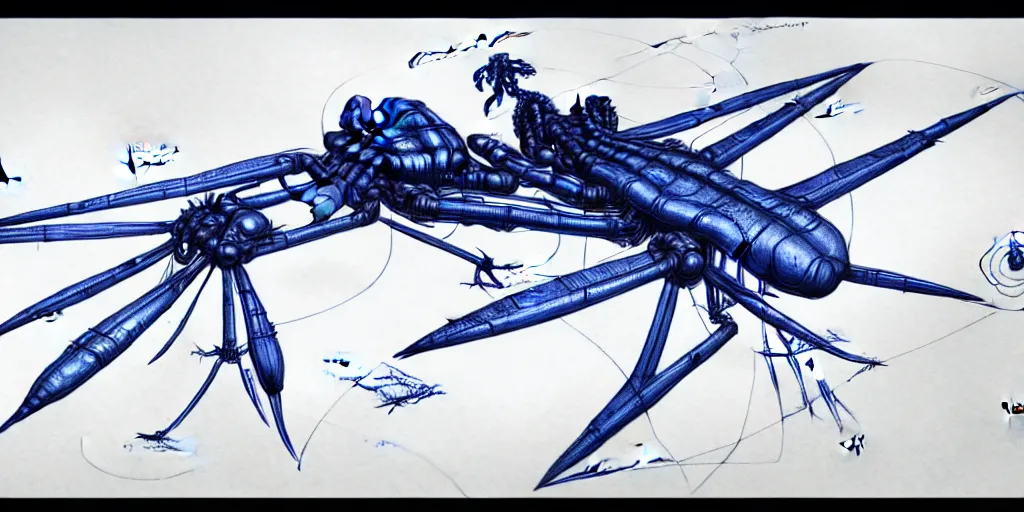 Prompt: thopter blueprint sketch, on notebook with notes, high quality, trending on artstation, 4 k, highly detailed,