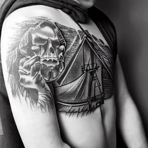 Prompt: black and white photorealistic photo of russian prison tattoos, russian criminal tattoos, nakolki