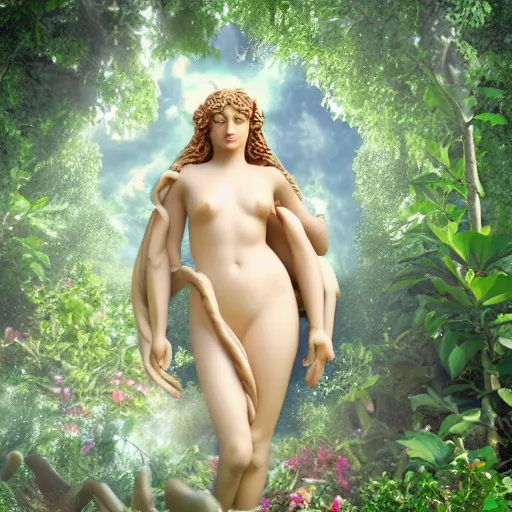 Prompt: Aphrodite - Goddess of Love, magical garden, detailed 8k render, 8k postprocessing