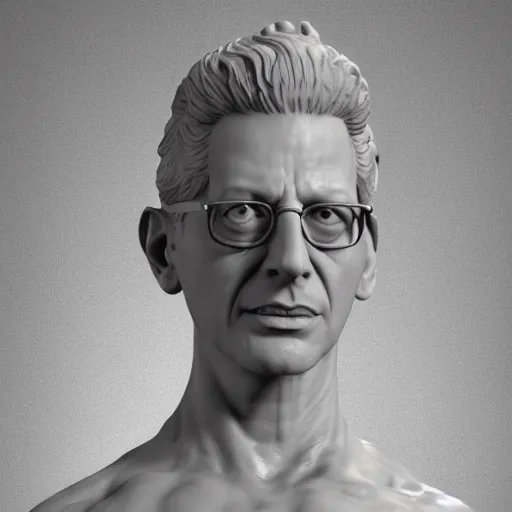 Image similar to marble statue of jeff goldblum, 3 d render, 8 k, octane render, cycles render, unreal engine