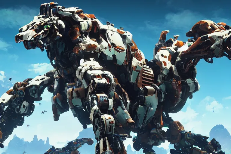 Image similar to shell - walker machine mecha animal beast robot of horizon forbidden west horizon zero dawn bioluminiscence global illumination ray tracing hdr fanart arstation by sung choi and eric pfeiffer and gabriel garza and casper konefal